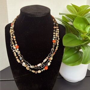 Silpada Fiesta Fun Triple Strand Chain & Stone Necklace